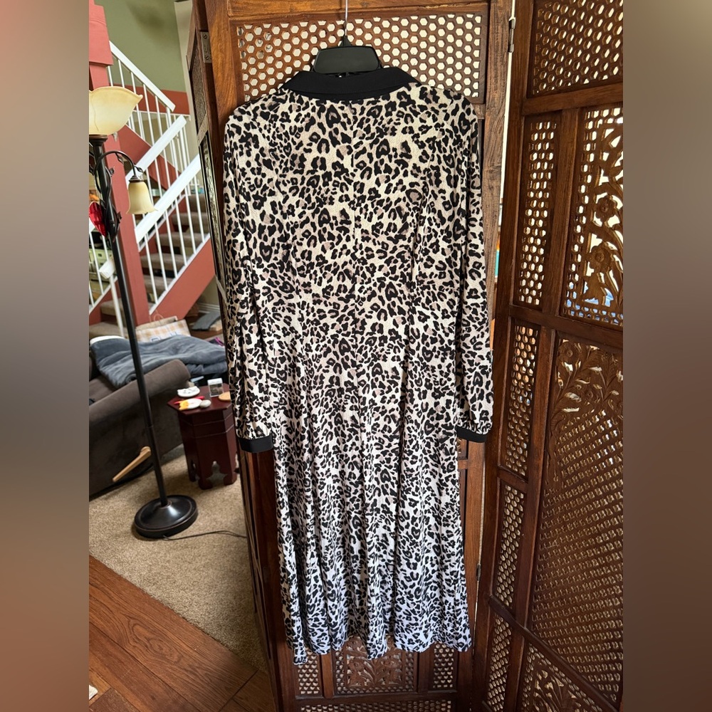 MSK Black and White Leopard-Print Button-Front Maxi Dress - Picture 7 of 8